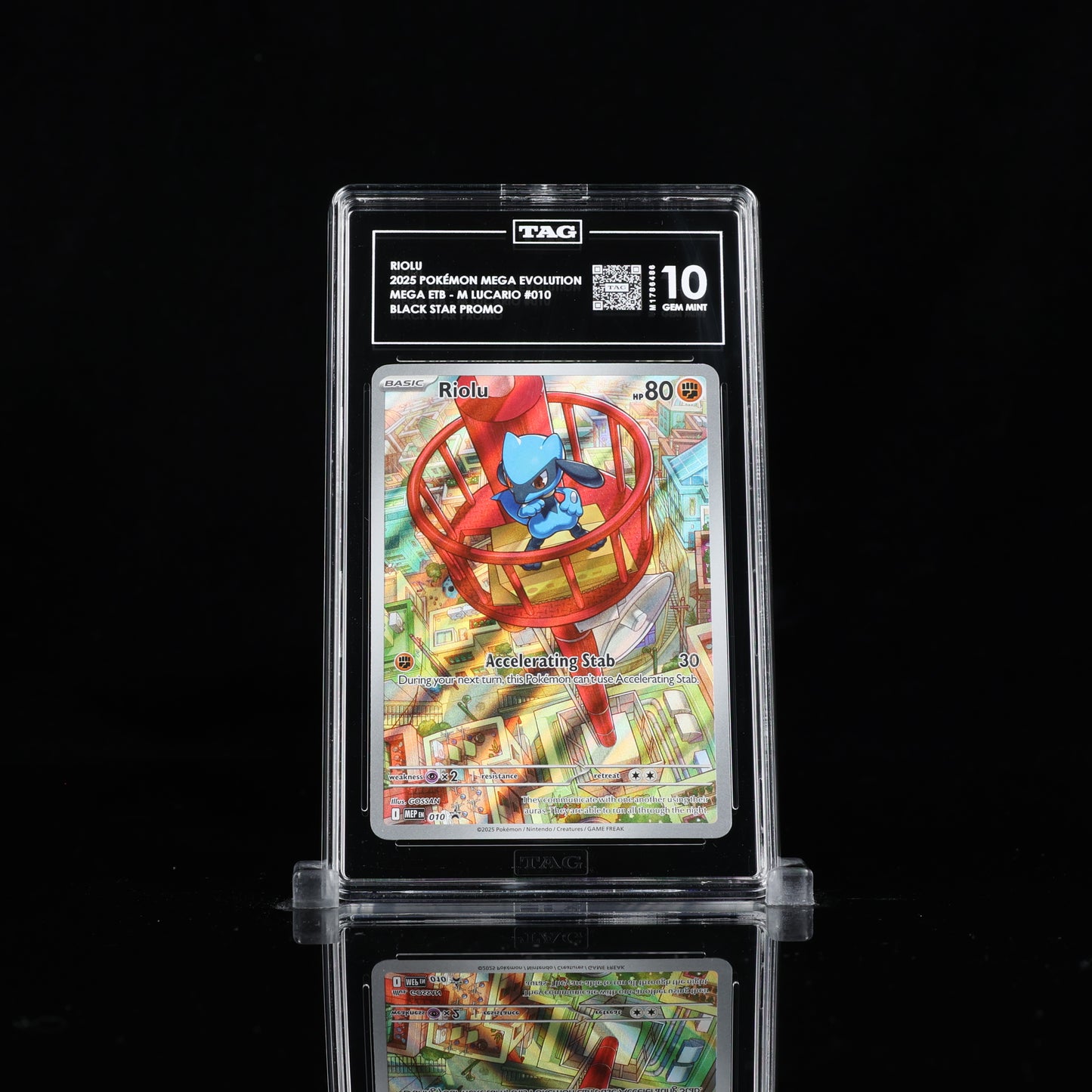 TAG GEM MINT 10 | 2025 POKÉMON MEGA EVOLUTION BLACK STAR PROMOS #010 ELITE TRAINER BOX - MEGA LUCARIO HOLO