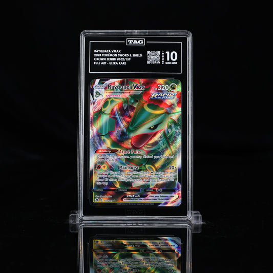 TAG GEM MINT 10 | RAYQUAZA VMAX 2023 POKÉMON SWORD & SHIELD #102/159 CROWN ZENITH FULL ART - HOLO