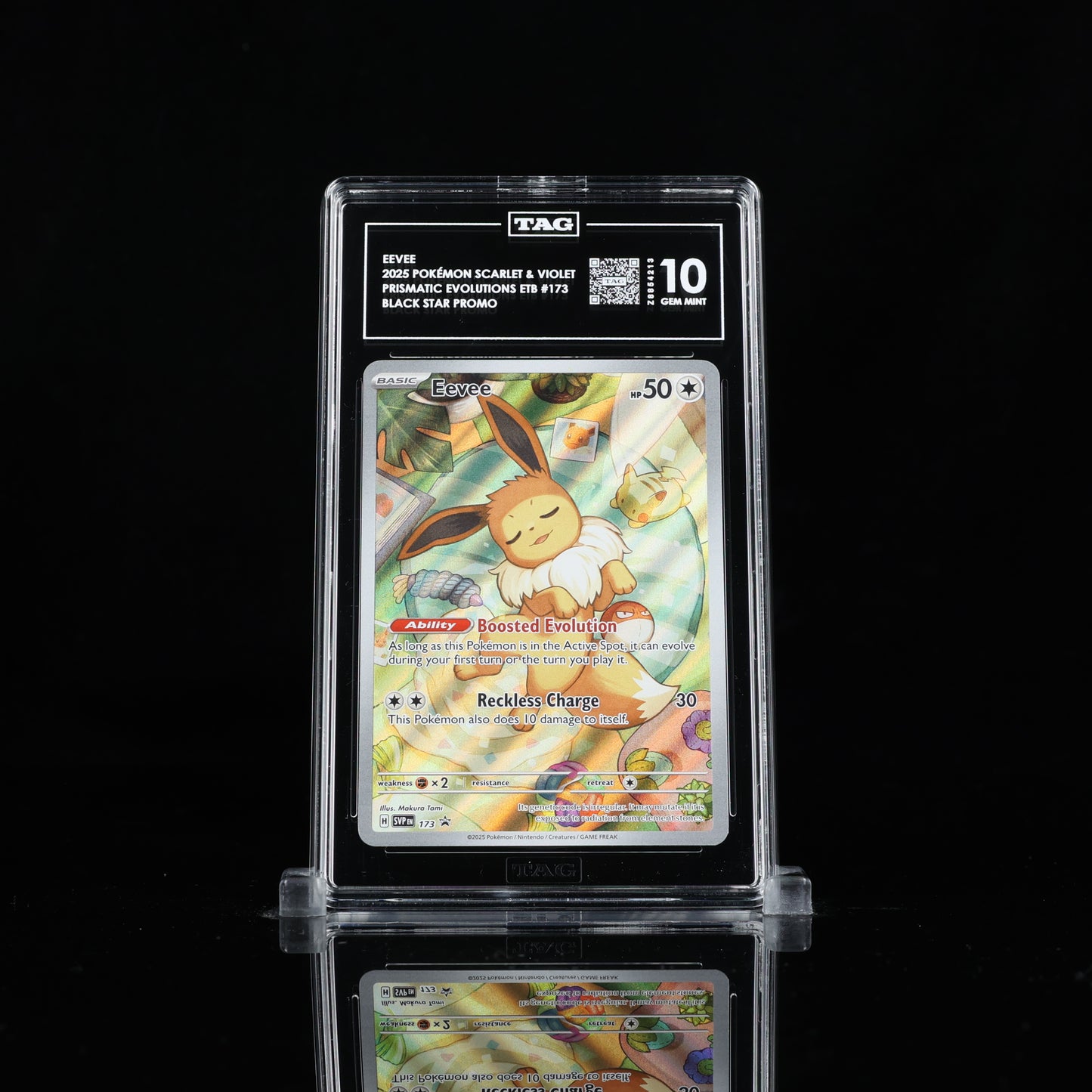 TAG GEM MINT 10 | EEVEE 2025 POKÉMON SCARLET & VIOLET BLACK STAR PROMOS #173 PRISMATIC EVOLUTIONS ELITE TRAINER BOX HOLO