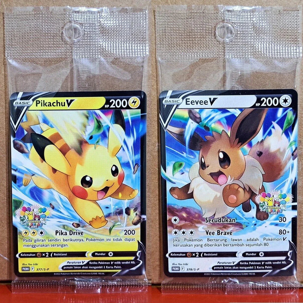 (Indonesian) Pokémon TCG: Pikachu V and Eevee V Jakarta Festival Promo Card Set